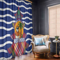 West Indies Christmas Window Curtain with Tropical Snowman Palm Tree Gingerbread and Plaid Design - Wonder Print Shop