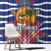 West Indies Christmas Window Curtain with Tropical Snowman Palm Tree Gingerbread and Plaid Design - Wonder Print Shop