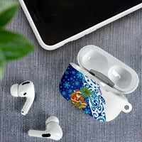 West Indies Christmas AirPods Case with Santa Riding Turtle Palm Tree and Tribal Snowflake Design - Wonder Print Shop