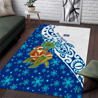 West Indies Christmas Area Rug with Santa Riding Turtle Palm Tree and Tribal Snowflake Design - Wonder Print Shop