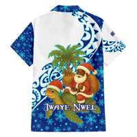 West Indies Christmas Hawaiian Shirt with Santa Riding Turtle Palm Tree and Tribal Snowflake Design - Wonder Print Shop