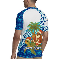 West Indies Christmas Rugby Jersey with Santa Riding Turtle Palm Tree and Tribal Snowflake Design - Wonder Print Shop