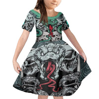 Infernal Trio Family Matching Mermaid Dress and Hawaiian Shirt Skull, Viper, and Sinister Snake - Wonder Print Shop