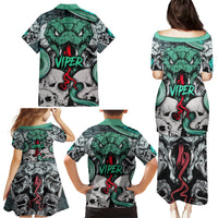 Infernal Trio Family Matching Puletasi Dress and Hawaiian Shirt Skull, Viper, and Sinister Snake - Wonder Print Shop
