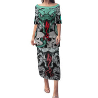 Infernal Trio Family Matching Puletasi Dress and Hawaiian Shirt Skull, Viper, and Sinister Snake - Wonder Print Shop