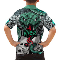 Infernal Trio Family Matching Short Sleeve Bodycon Dress and Hawaiian Shirt Skull, Viper, and Sinister Snake - Wonder Print Shop