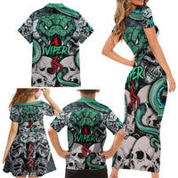 Infernal Trio Family Matching Short Sleeve Bodycon Dress and Hawaiian Shirt Skull, Viper, and Sinister Snake - Wonder Print Shop