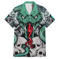 Infernal Trio Family Matching Short Sleeve Bodycon Dress and Hawaiian Shirt Skull, Viper, and Sinister Snake - Wonder Print Shop