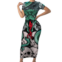 Infernal Trio Family Matching Short Sleeve Bodycon Dress and Hawaiian Shirt Skull, Viper, and Sinister Snake - Wonder Print Shop