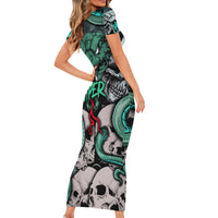 Infernal Trio Family Matching Short Sleeve Bodycon Dress and Hawaiian Shirt Skull, Viper, and Sinister Snake - Wonder Print Shop