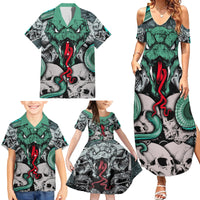 Infernal Trio Family Matching Summer Maxi Dress and Hawaiian Shirt Skull, Viper, and Sinister Snake - Wonder Print Shop
