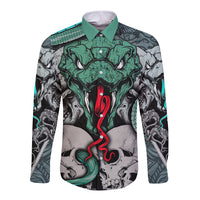 Infernal Trio Long Sleeve Button Shirt Skull, Viper, and Sinister Snake - Wonder Print Shop