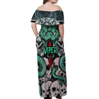 Infernal Trio Off Shoulder Maxi Dress Skull, Viper, and Sinister Snake - Wonder Print Shop