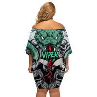 Infernal Trio Off Shoulder Short Dress Skull, Viper, and Sinister Snake - Wonder Print Shop