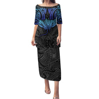 Polynesian Ray Pattern Family Matching Puletasi Dress and Hawaiian Shirt - Wonder Print Shop