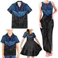 Polynesian Ray Pattern Family Matching Tank Maxi Dress and Hawaiian Shirt - Wonder Print Shop
