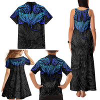 Polynesian Ray Pattern Family Matching Tank Maxi Dress and Hawaiian Shirt - Wonder Print Shop
