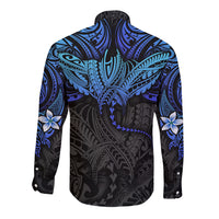 Polynesian Ray Pattern Long Sleeve Button Shirt - Wonder Print Shop