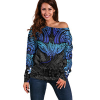 Polynesian Ray Pattern Off Shoulder Sweater - Wonder Print Shop