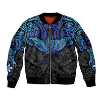 Polynesian Ray Pattern Sleeve Zip Bomber Jacket - Wonder Print Shop