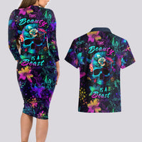 This Beauty Is a Beast Couples Matching Long Sleeve Bodycon Dress and Hawaiian Shirt - Wonder Print Shop