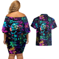 This Beauty Is a Beast Couples Matching Off Shoulder Short Dress and Hawaiian Shirt - Wonder Print Shop