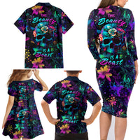 This Beauty Is a Beast Family Matching Long Sleeve Bodycon Dress and Hawaiian Shirt - Wonder Print Shop