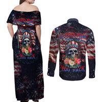 If This Flag Offends You I'll Help You Pack Couples Matching Off Shoulder Maxi Dress and Long Sleeve Button Shirts - Wonder Print Shop