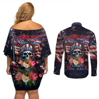 If This Flag Offends You I'll Help You Pack Couples Matching Off Shoulder Short Dress and Long Sleeve Button Shirts - Wonder Print Shop