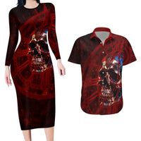 Time To Unleash A Little Hell!! Couples Matching Long Sleeve Bodycon Dress and Hawaiian Shirt - Wonder Print Shop