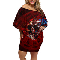 Time To Unleash A Little Hell!! Family Matching Off Shoulder Short Dress and Hawaiian Shirt - Wonder Print Shop