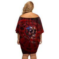 Time To Unleash A Little Hell!! Family Matching Off Shoulder Short Dress and Hawaiian Shirt - Wonder Print Shop