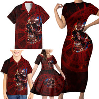 Time To Unleash A Little Hell!! Family Matching Short Sleeve Bodycon Dress and Hawaiian Shirt - Wonder Print Shop