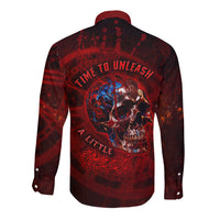 Time To Unleash A Little Hell!! Long Sleeve Button Shirt - Wonder Print Shop
