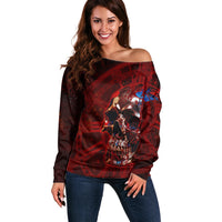 Time To Unleash A Little Hell!! Off Shoulder Sweater - Wonder Print Shop