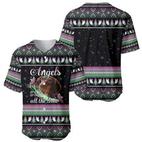 Christmas Dachshund Angel Dog Baseball Jersey Pink Green Tree Feather Pattern Design - Wonder Print Shop