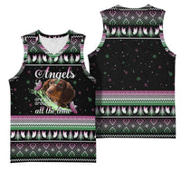 Christmas Dachshund Angel Dog Basketball Jersey Pink Green Tree Feather Pattern Design - Wonder Print Shop