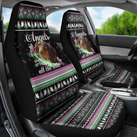 Christmas Dachshund Angel Dog Car Seat Cover Pink Green Tree Feather Pattern Design - Wonder Print Shop