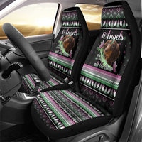 Christmas Dachshund Angel Dog Car Seat Cover Pink Green Tree Feather Pattern Design - Wonder Print Shop