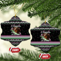 Christmas Dachshund Angel Dog Ceramic Ornament Pink Green Tree Feather Pattern Design - Wonder Print Shop