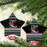 Christmas Dachshund Angel Dog Ceramic Ornament Pink Green Tree Feather Pattern Design - Wonder Print Shop