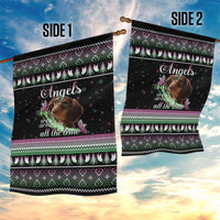 Christmas Dachshund Angel Dog Garden Flag Pink Green Tree Feather Pattern Design - Wonder Print Shop