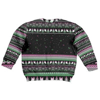 Christmas Dachshund Angel Dog Kid Ugly Christmas Sweater Pink Green Tree Feather Pattern Design - Wonder Print Shop