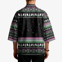 Christmas Dachshund Angel Dog Kimono Pink Green Tree Feather Pattern Design - Wonder Print Shop