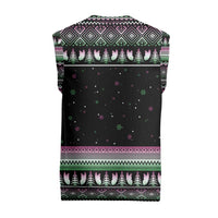 Christmas Dachshund Angel Dog Christmas Knitted V-Neck Vest Pink Green Tree Feather Pattern Design - Wonder Print Shop