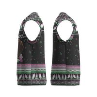 Christmas Dachshund Angel Dog Christmas Knitted V-Neck Vest Pink Green Tree Feather Pattern Design - Wonder Print Shop
