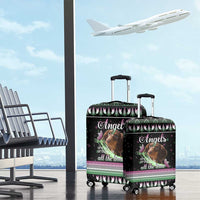 Christmas Dachshund Angel Dog Luggage Cover Pink Green Tree Feather Pattern Design - Wonder Print Shop