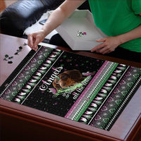 Christmas Dachshund Angel Dog Puzzle Pink Green Tree Feather Pattern Design - Wonder Print Shop