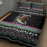 Christmas Dachshund Angel Dog Quilt Bed Set Pink Green Tree Feather Pattern Design - Wonder Print Shop
