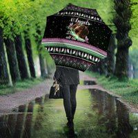 Christmas Dachshund Angel Dog Umbrella Pink Green Tree Feather Pattern Design - Wonder Print Shop